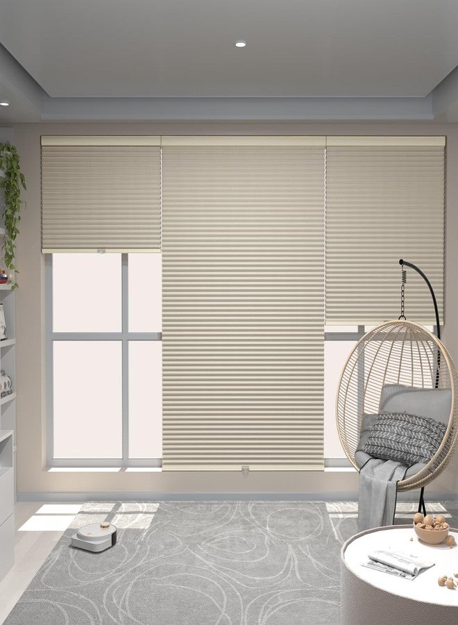 MYshade Cordless Blackout Window Blinds & Shades Pull Down Room Darkening Window Shades Light Blocking Honeycomb Cellular Shade for Indoor Windows Easy to Install 27 inch Wide, H50 Beige Blinds - Image 4